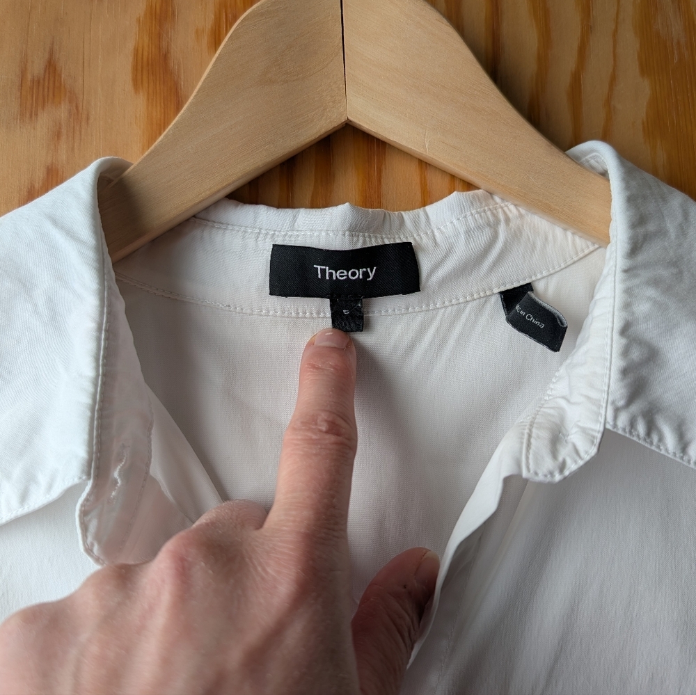 Theory A-Line Button Down Shirt Women's Small White Short Sleeve - Picture 3 of 6